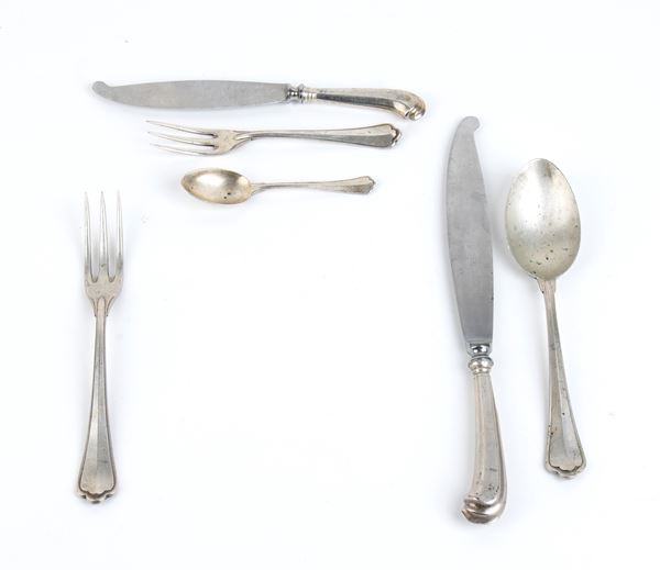 Silver cutlery service of 6, 41 pieces - Italy 20th century
