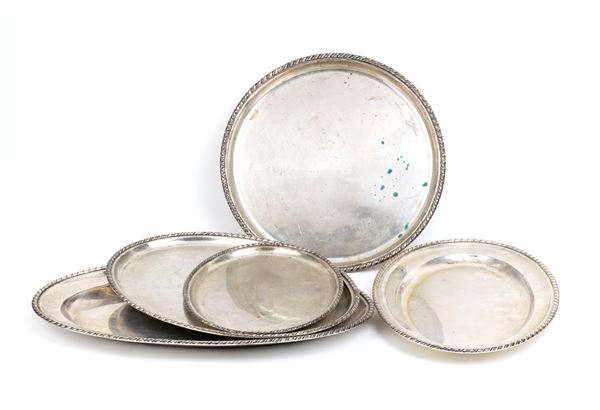Lot of 5 silver trays - italy 20th century