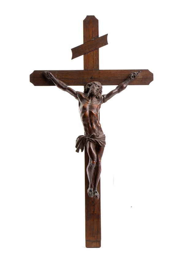 Wooden crucifix  (Italia o Francia, XVIII secolo)  - Legno scolpito  - Auction Sculpture and Small Bronzes from 15th to 19th Century - Bertolami Fine Art - Casa d'Aste