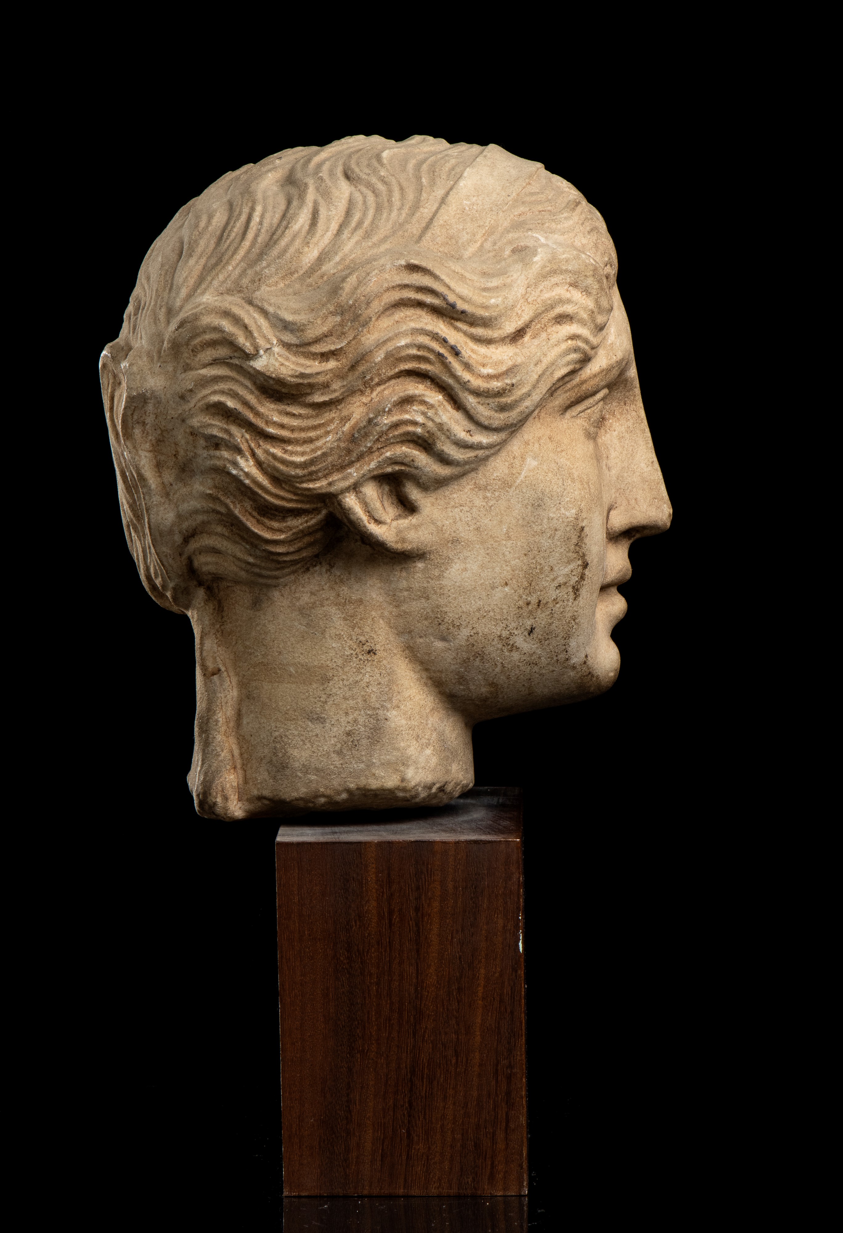 Testa in Pietra in Stile Romano