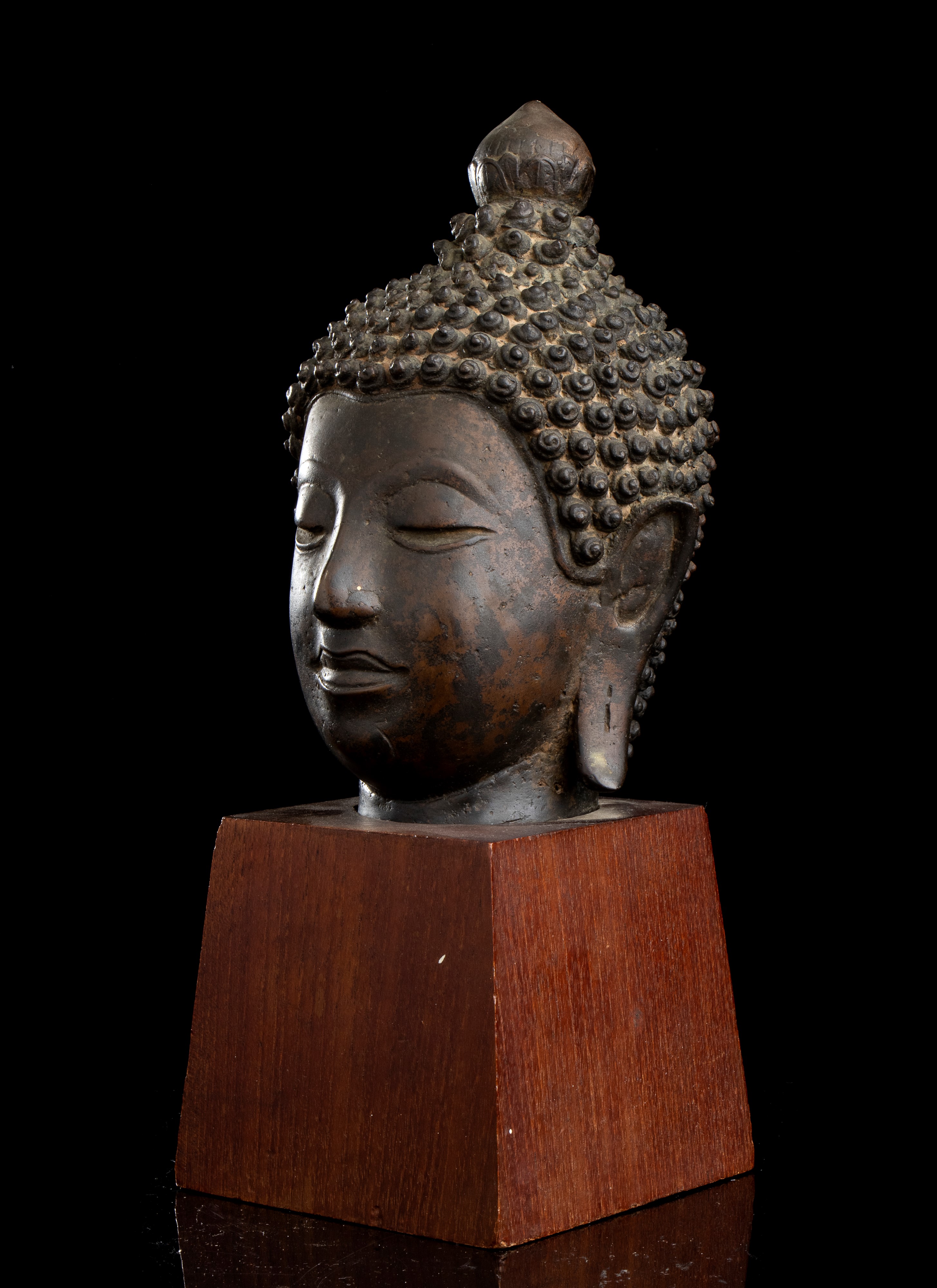 TESTA DI BUDDHA IN BRONZO