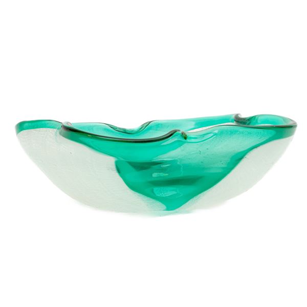 Centerpiece in white and green Murano glass