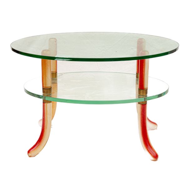 Two-tier coffee table in Murano glass 