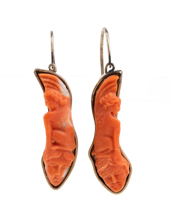 Cerasuolo coral gold drop earrings 