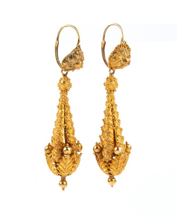 Oreficeria siciliana - Gold pendant earrings