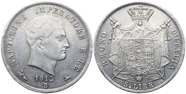 BOLOGNA. Regno d'Italia. Napoleone I (1805-1814). 5 lire 1812; Ag (25 g; 38 mm)
