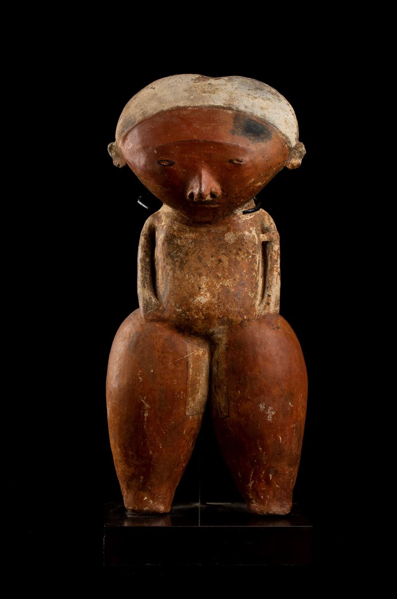Grande Figura di Stile 'chinesco' in Terracotta Dipinta