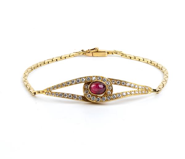 Ruby diamond gold bracelet 