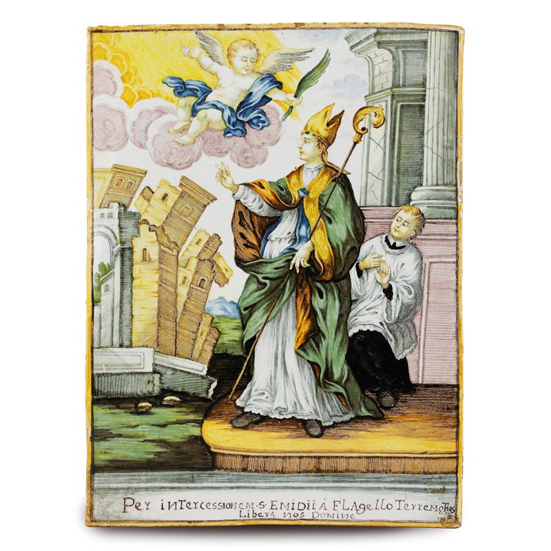 Bernardino il Giovane Gentili - Mattonella in Ceramica Policroma,