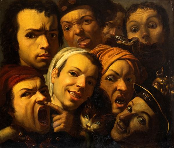 Artista napoletano, XVIII secolo - Study of character heads (The Deadly Sins)