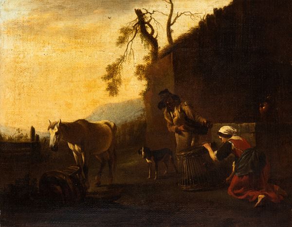Pieter van Laer Il Bamboccio - Paesaggio con contadini a lavoro