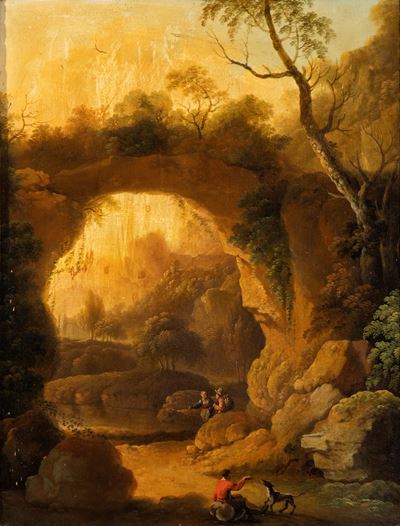 Paesaggio con Arco di Roccia, Specchio D'acqua e Figure