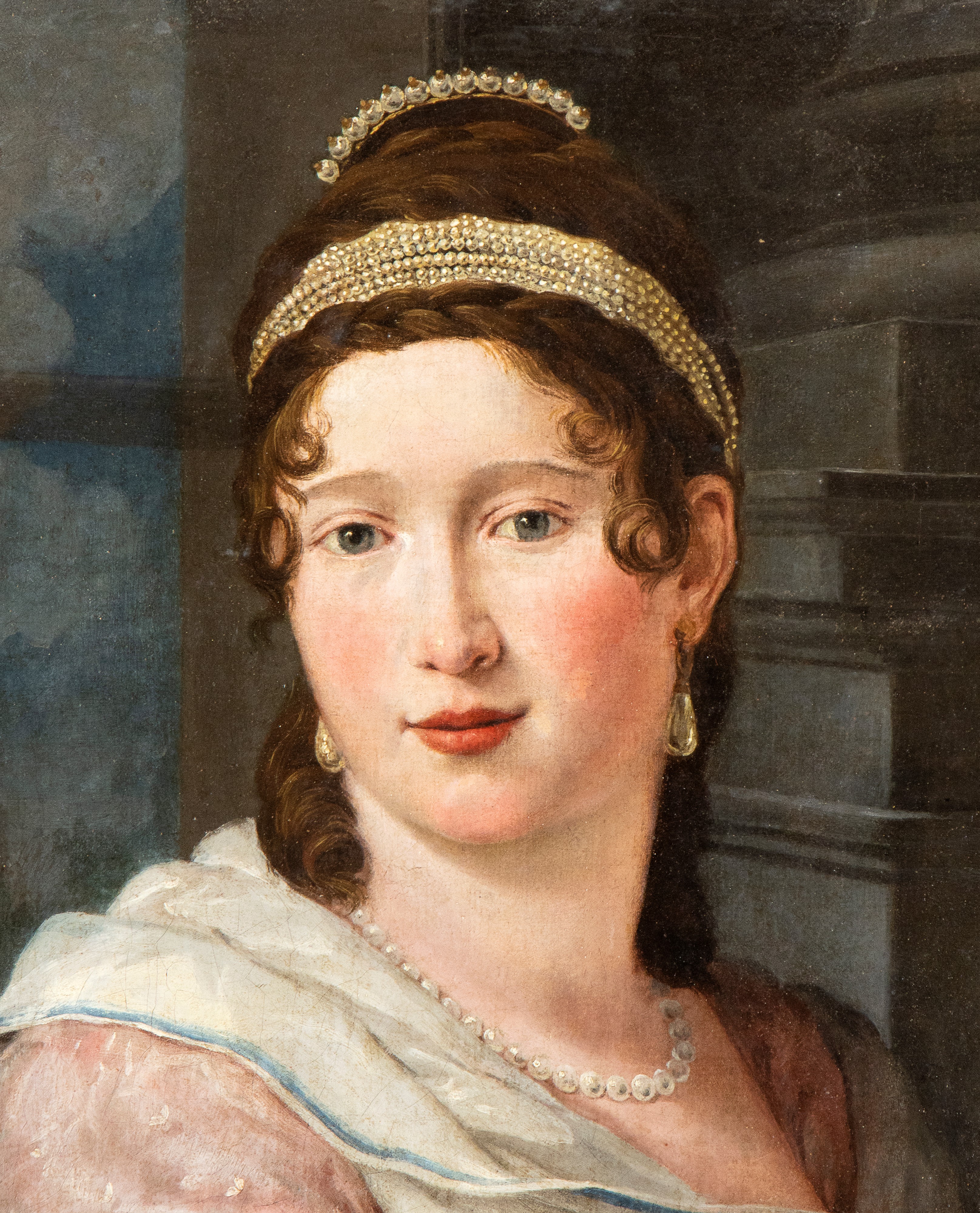 Artista Francese, XIX Secolo - Ritratto di Gentildonna in Veste di Flora