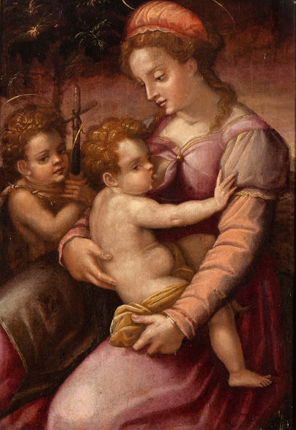 Artista fiorentino, seconda met&#224; XVI secolo - Madonna con Bambino e San Giovannino