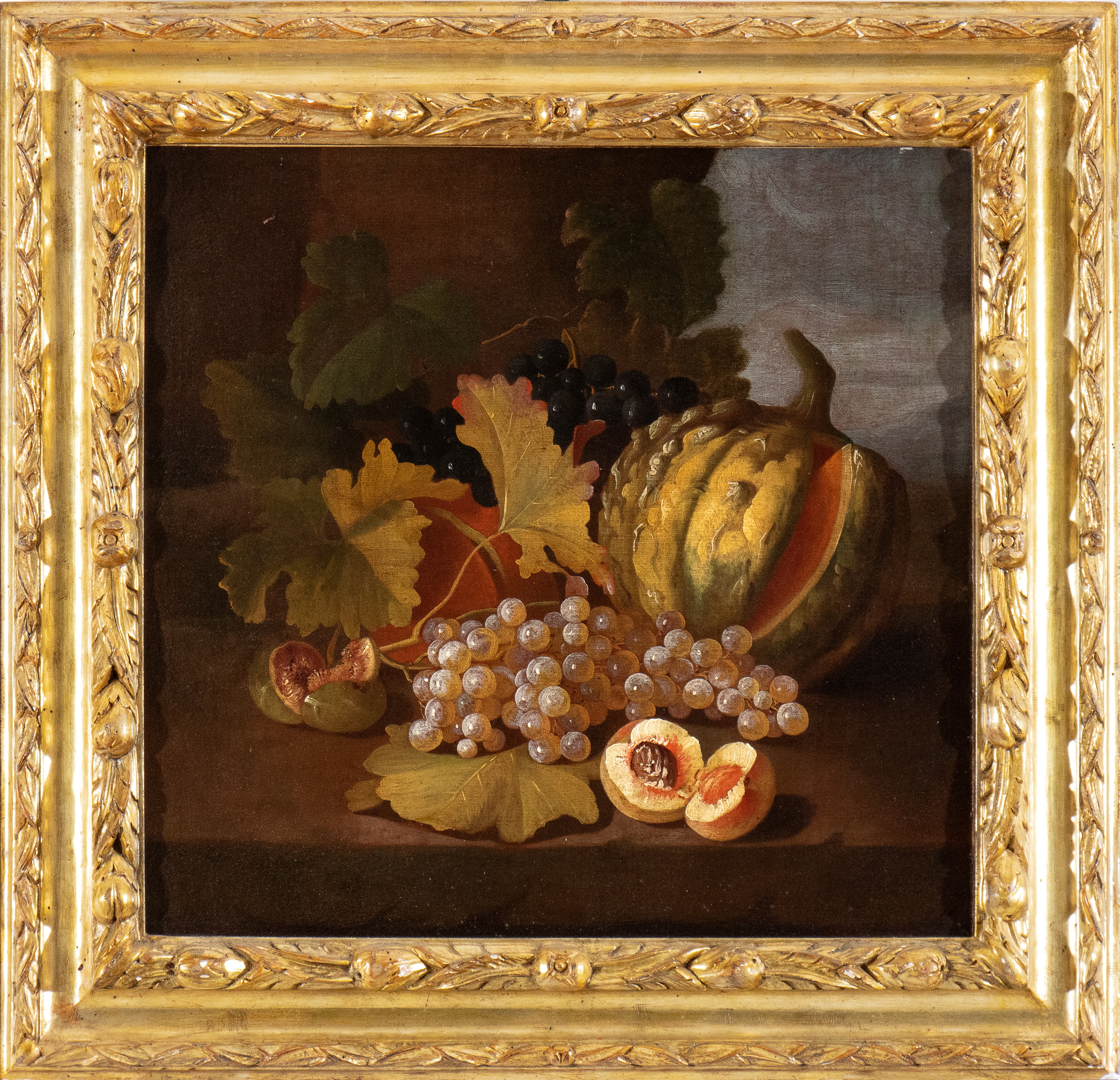 Carlo Lanfranchi - Natura Morta di Zucca, Uva, Pesche e Fichi