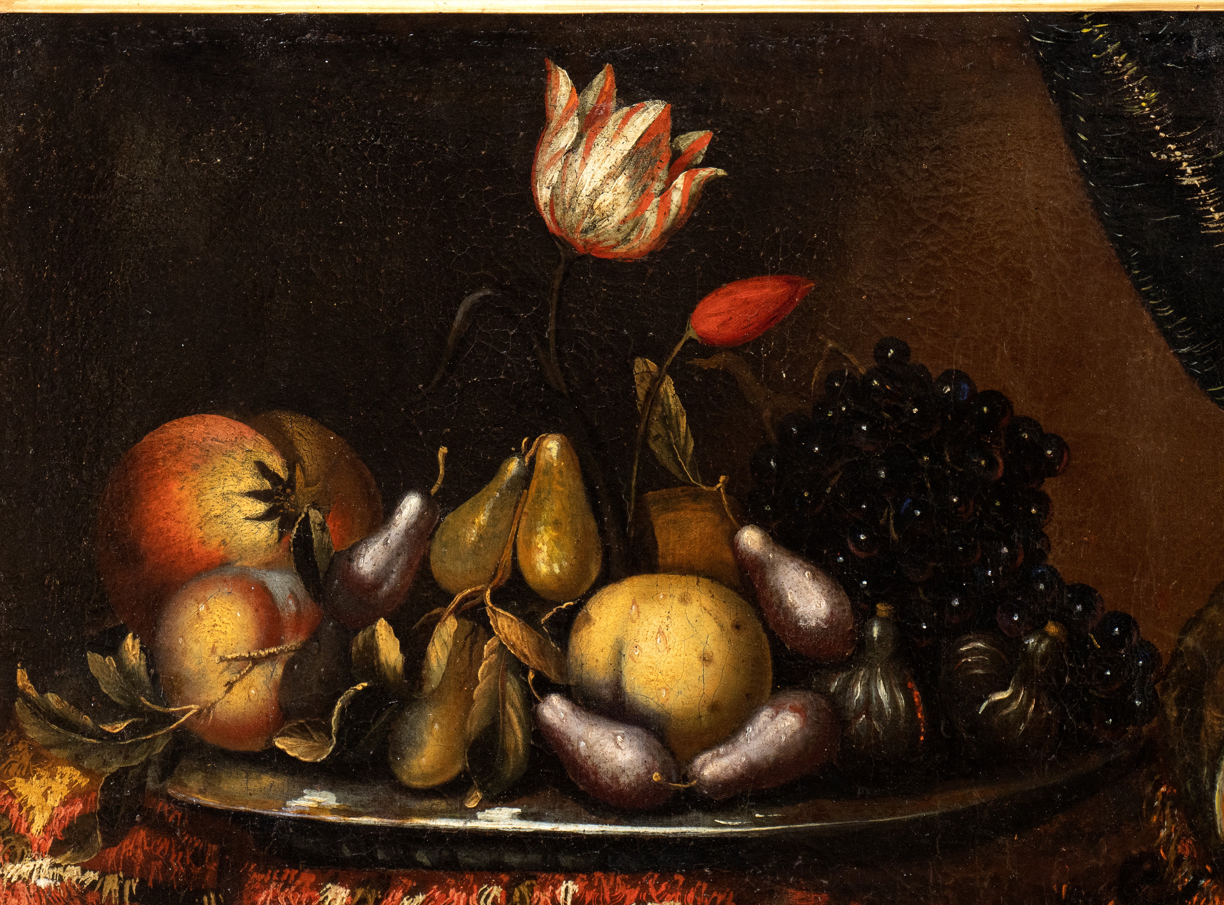 Francesco Noletti il Maltese - Natura Morta di Frutta e Fiori su un Tappeto