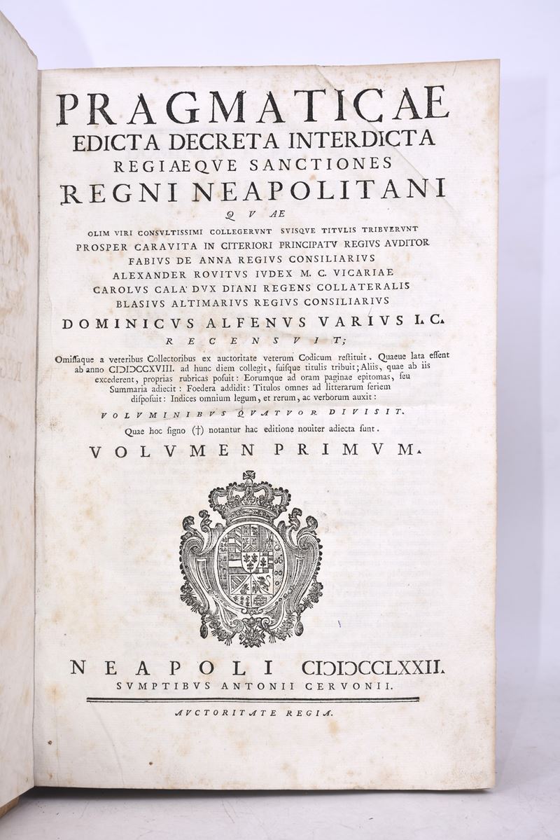 Vario, Domenico Alfeno (1729-ca.1794): Pragmaticae Edicta Decreta Interdicta Regiaeque Sanctiones...