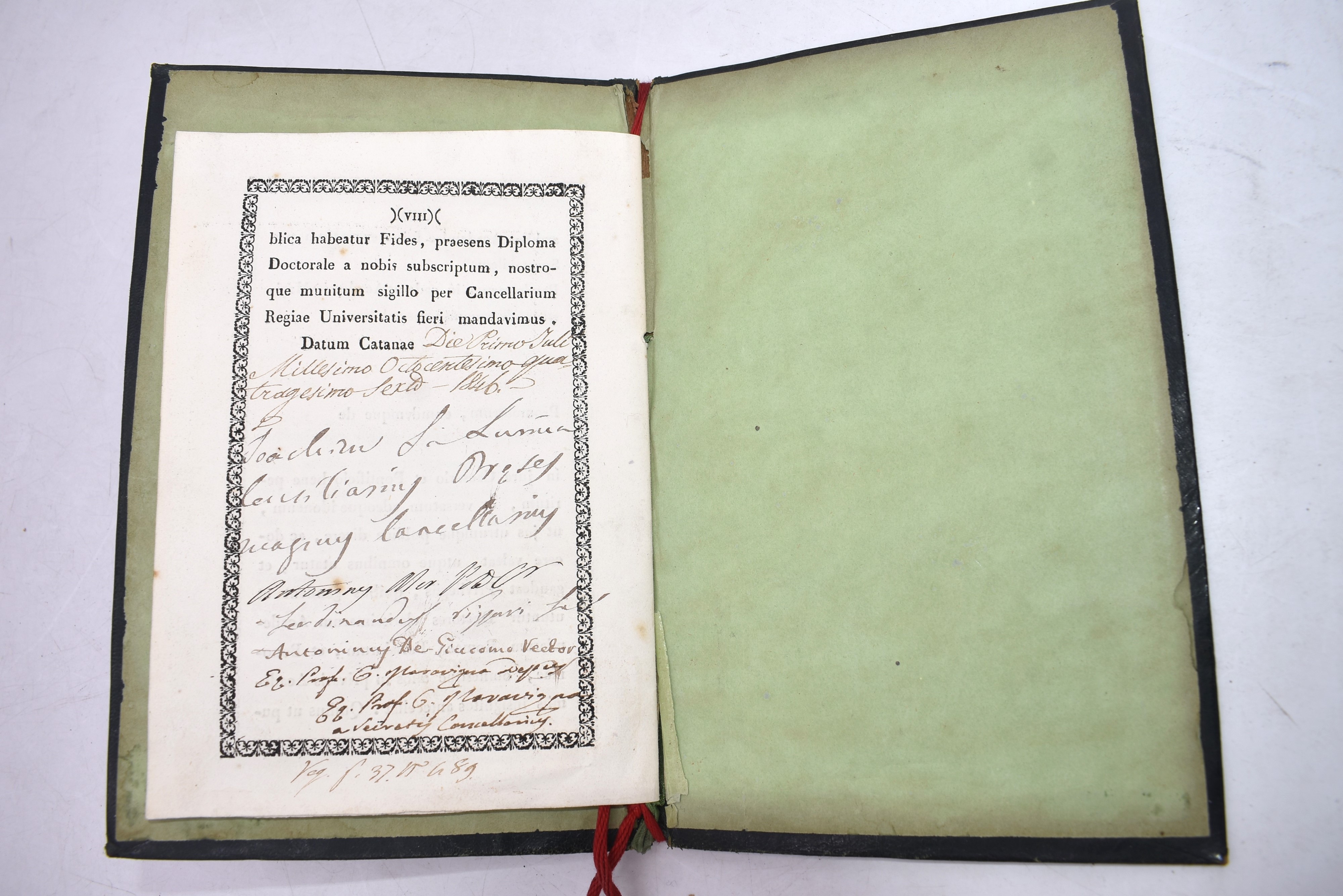 Laurea Giurisprudenza Regno Due Sicilie. Catania 1846 Antica Laurea in Giurisprudenza Dell’univer...