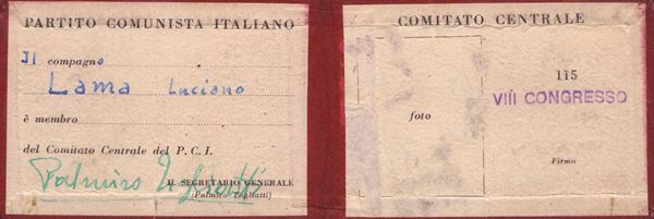 Togliatti, Palmiro (Genova, 26 marzo 1893 – Jalta, 21 agosto 1964) - Lama, Luciano (Gambettola, 14 ottobre 1921 – Roma, 31 maggio 1996)
