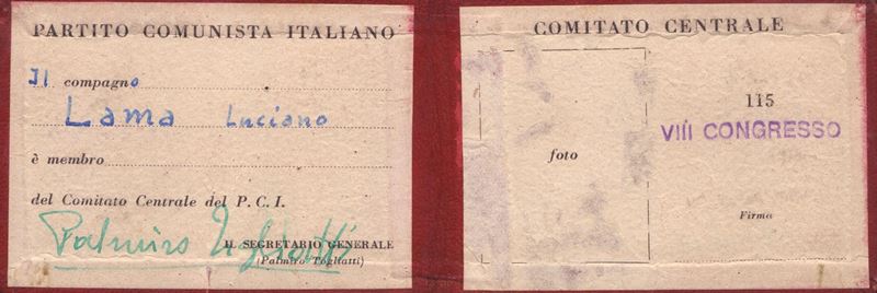 Togliatti, Palmiro (genova, 26 Marzo 1893 – Jalta, 21 Agosto 1964) - Lama, Luciano (gambettola, 1...