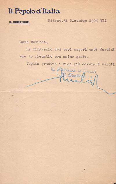 Mussolini, Arnaldo (dovia di Predappio, 11 Gennaio 1885 – Milano, 21 Dicembre 1931)