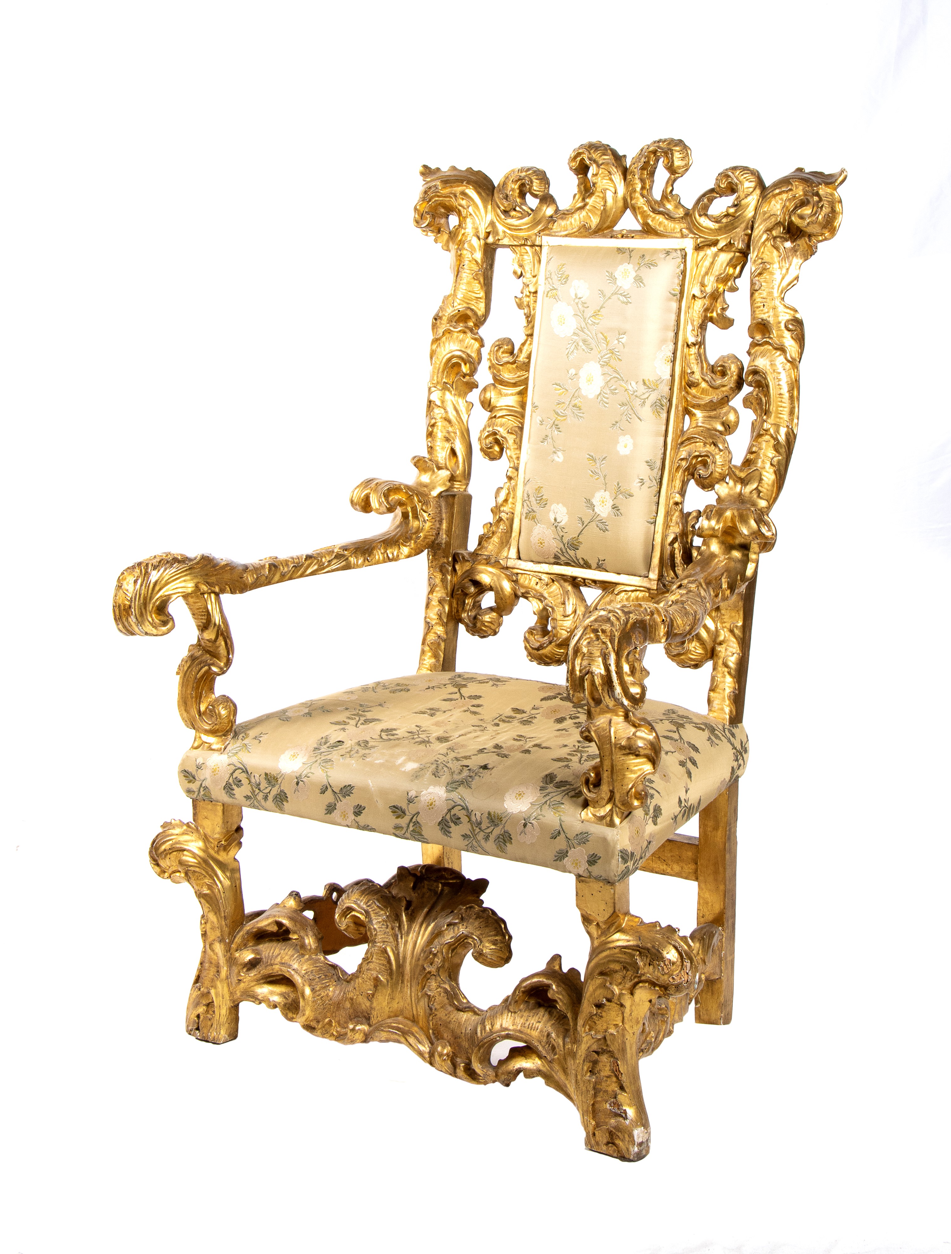 Trono Romano dello Stato Pontificio in Legno Dorato