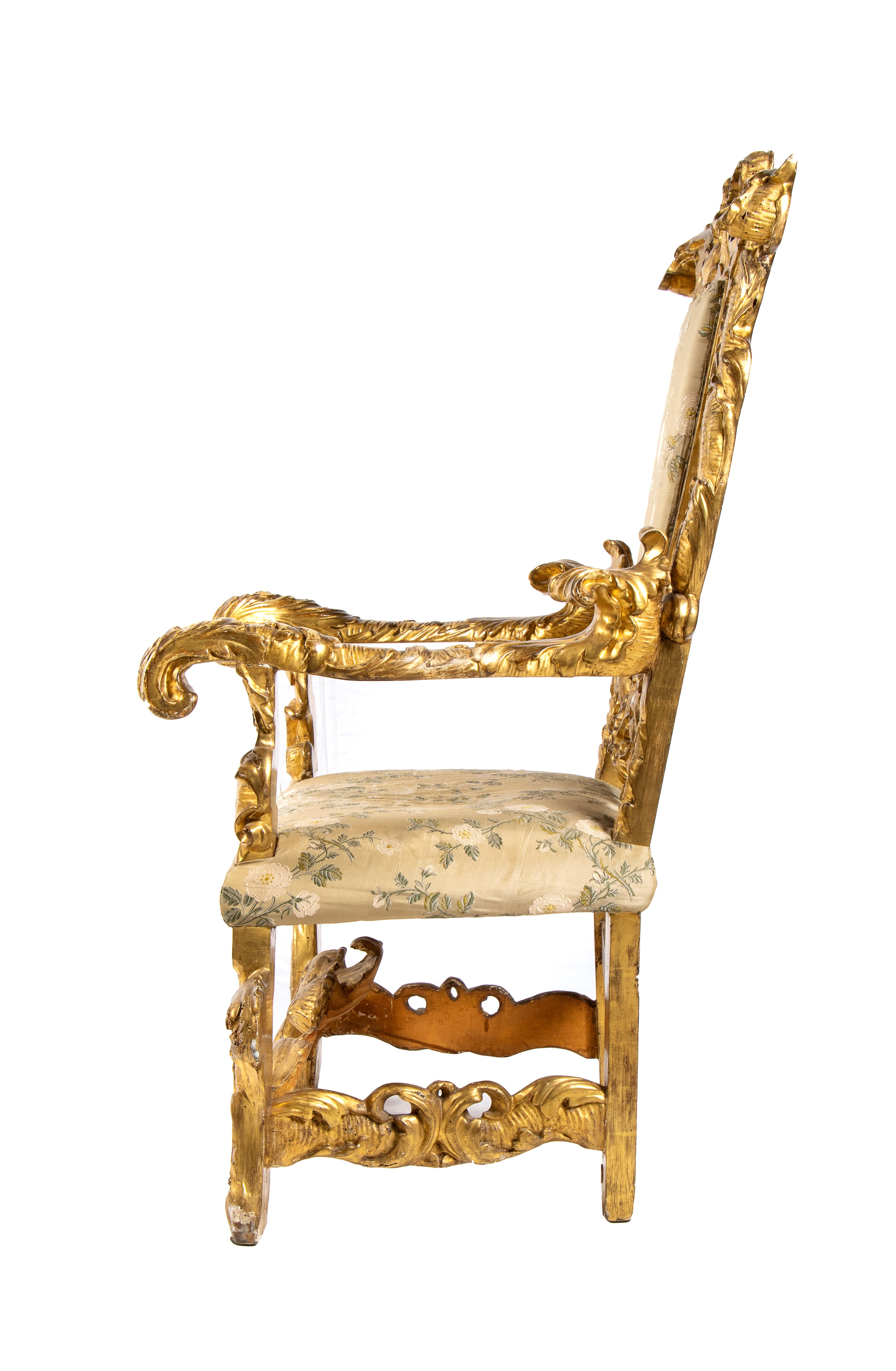 Trono Romano dello Stato Pontificio in Legno Dorato