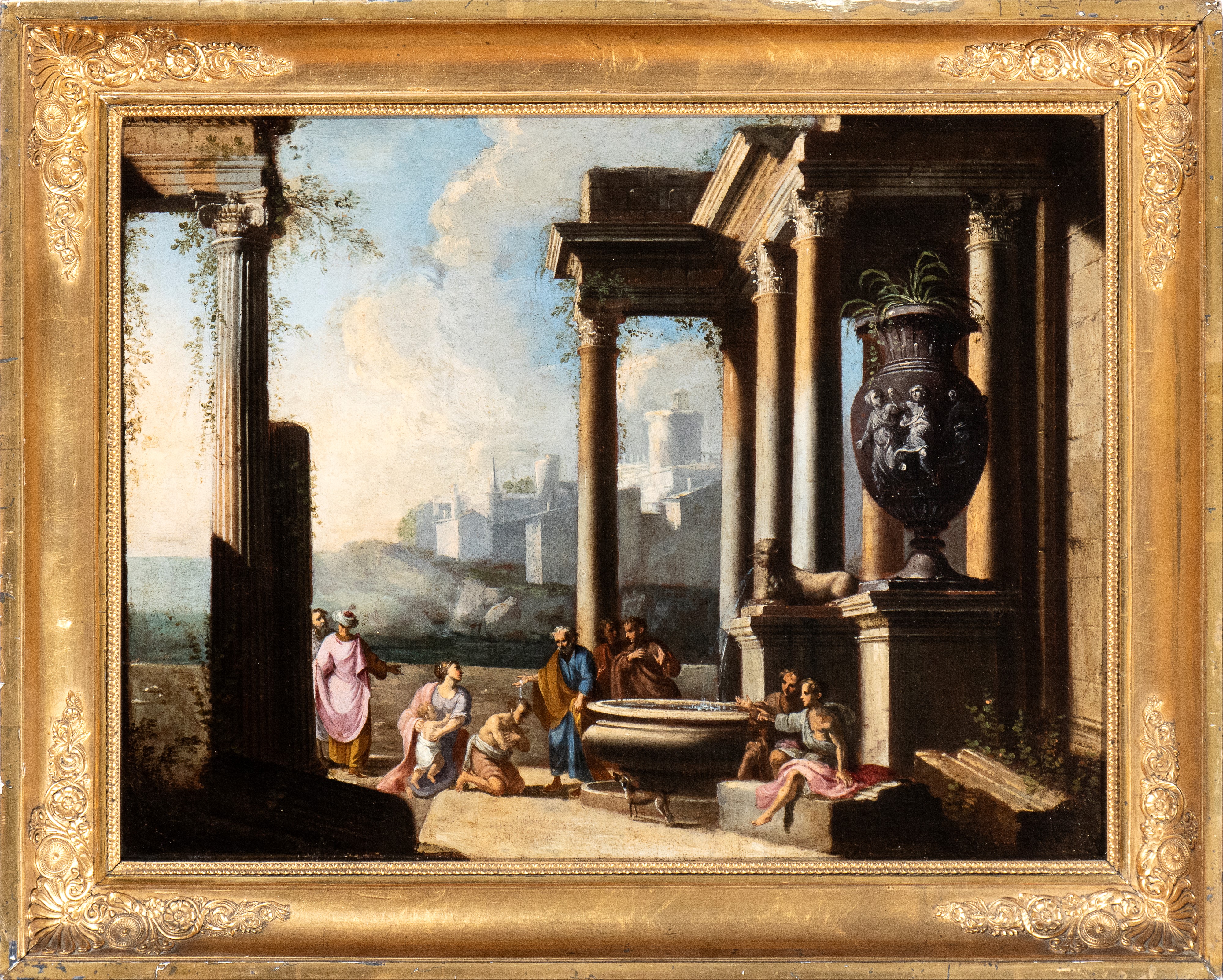 Alberto Carlieri - Capriccio Architettonico con Scena di Battesimo