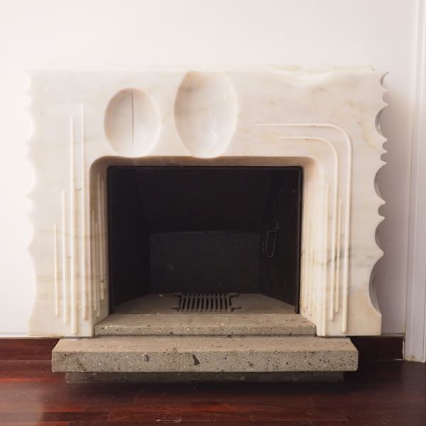 White marble wall fireplace