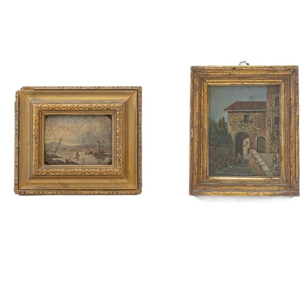 Lotto di due dipinti in cornice:  (Prima metà XX secolo)  - Asta Smart Auction: arredi, dipinti, sculture, argenti e altro a prezzi vantaggiosi - Bertolami Fine Art - Casa d'Aste