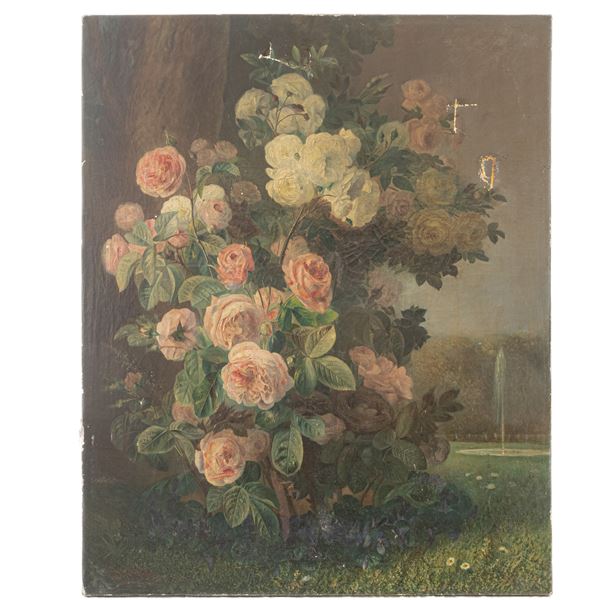 Flowering bush  (France, second half of the 19th century)  - oil painting on canvas - Auction Smart Auction: furniture, paintings, sculptures, silver and more at affordable prices - Bertolami Fine Art - Casa d'Aste