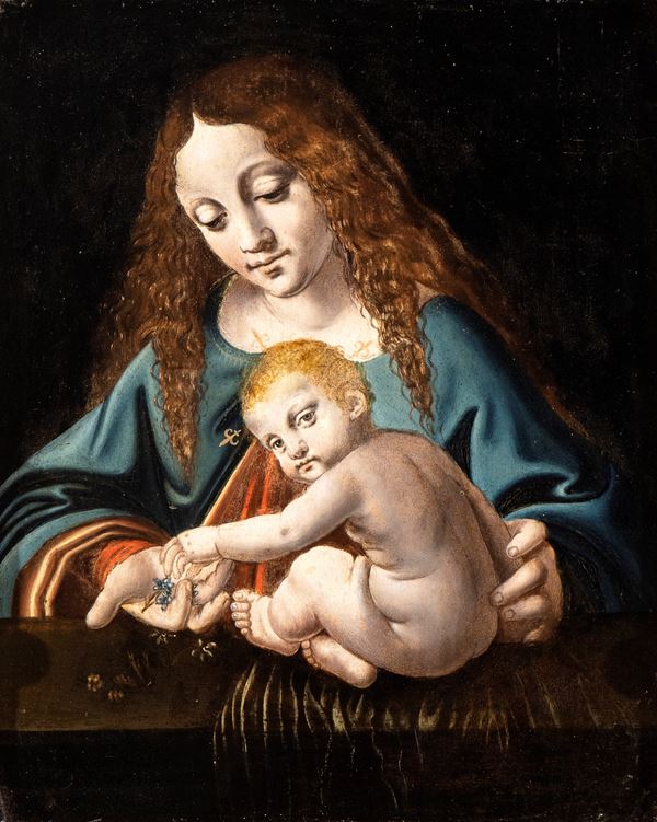 Cerchia di Leonardo da Vinci (Ambrogio de' Predis?) - Madonna and Child (Madonna dei Fiori)