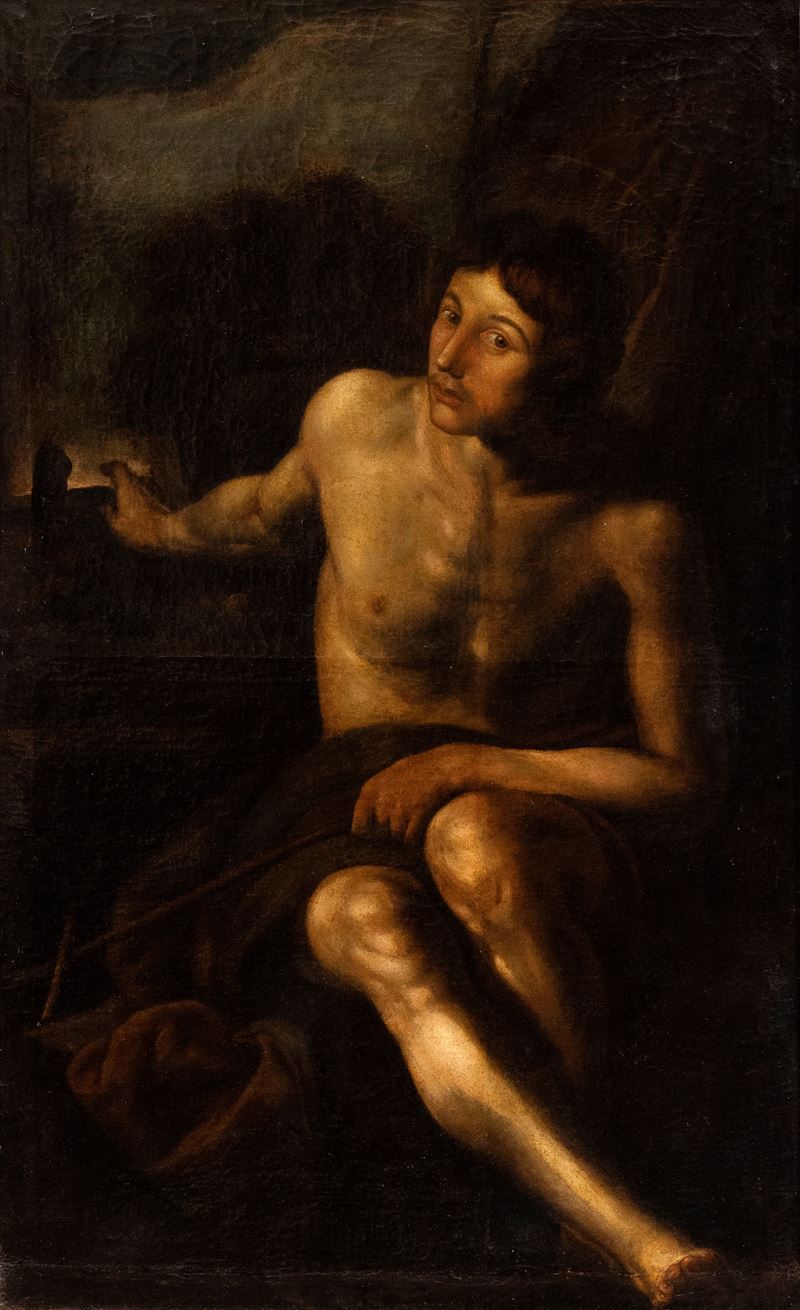 Artista Caravaggesco Nord-europeo Attivo a Roma, Prima Metà XVII Secolo - San Giovanni Battista n...