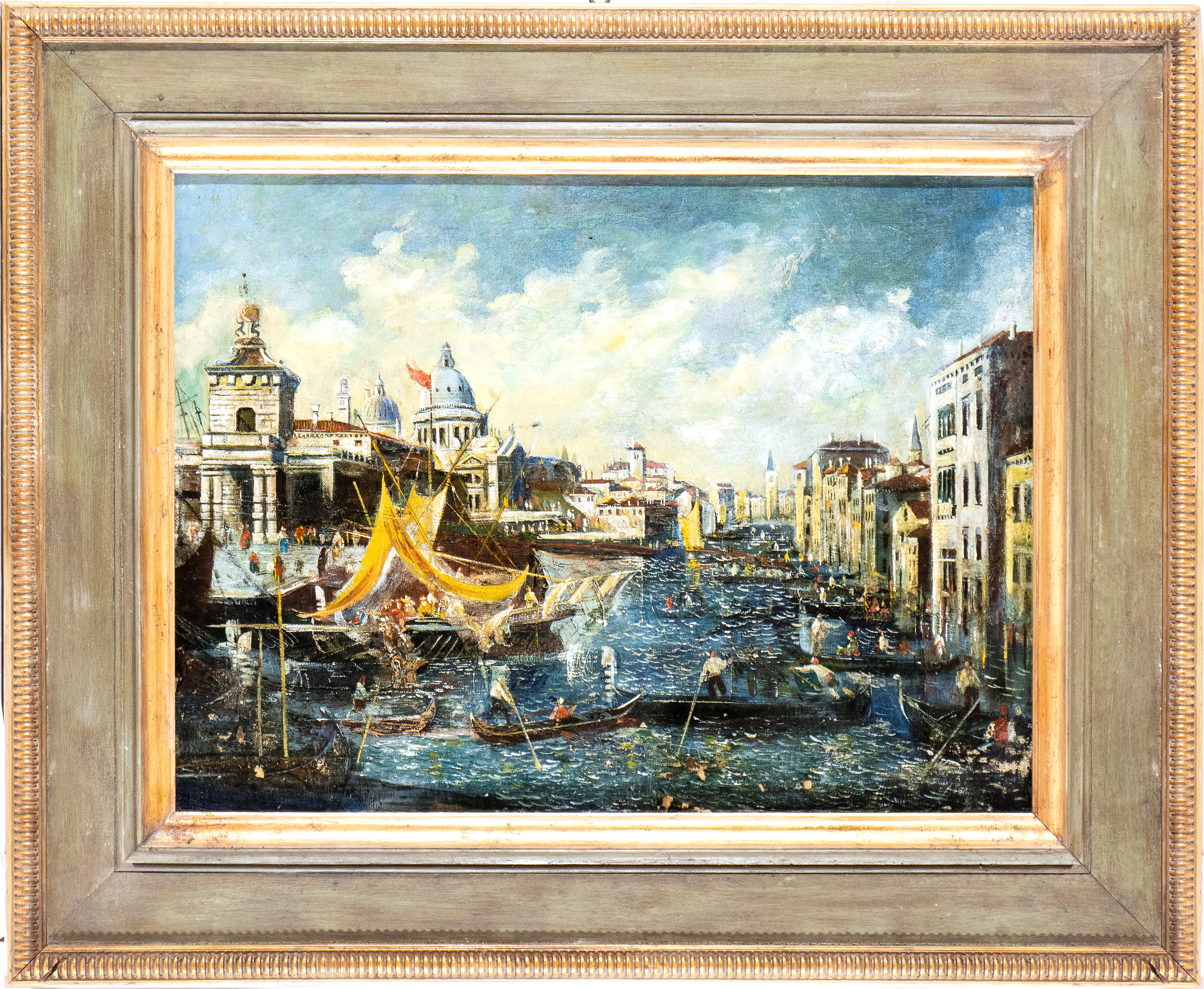 Scuola Veneziana - Veduta del Canal Grande con Punta della Dogana e la Salute