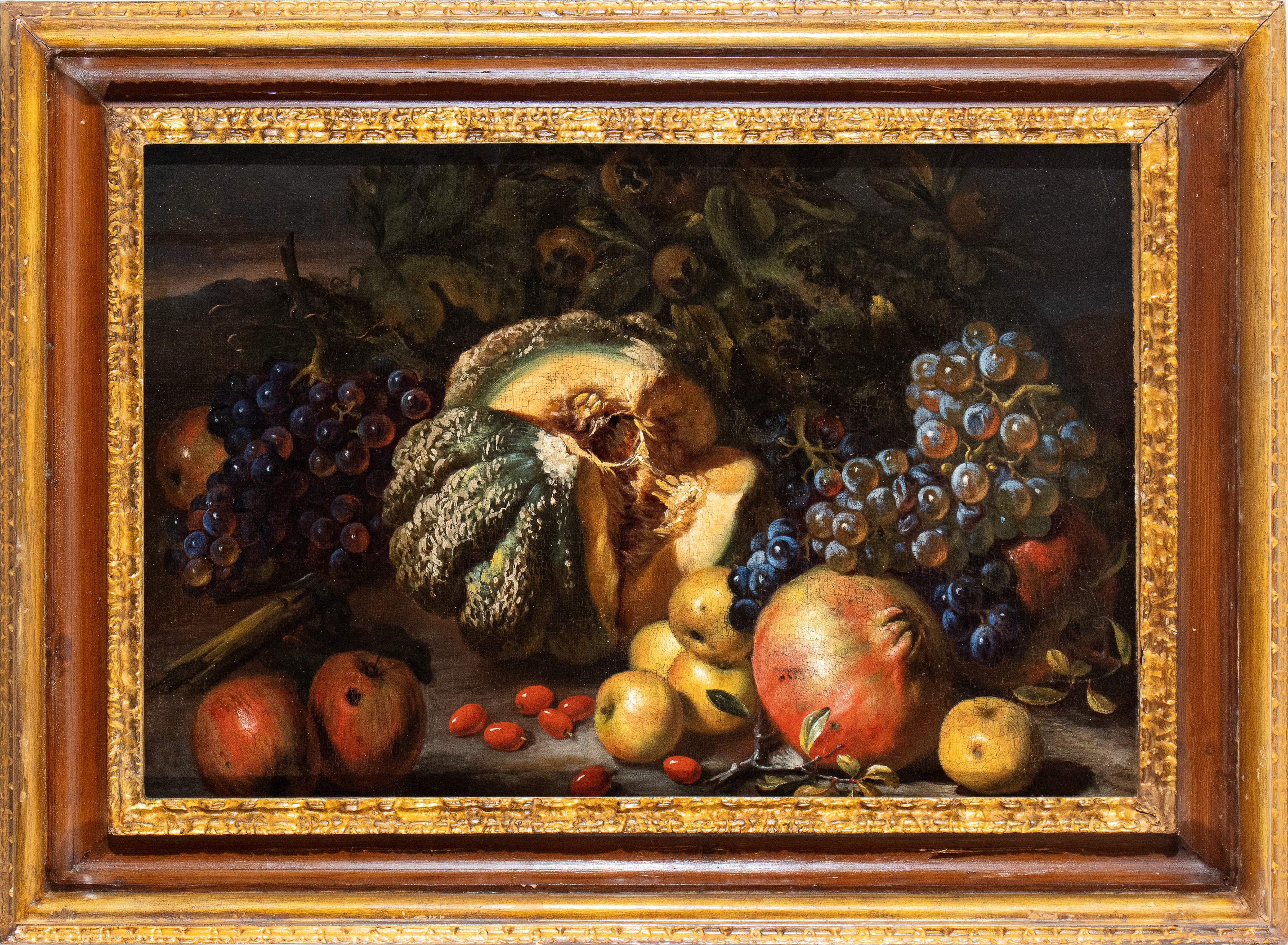 Giovanni Paolo Castelli lo Spadino - Natura Morta con Melone, Melagrane, Mele e Uva