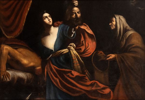 Artista caravaggesco attivo a Napoli, prima met&#224; XVII secolo - Giuditta con la testa di Oloferne