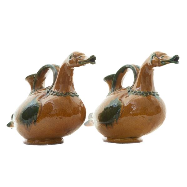 Pair of duck-shaped jugs