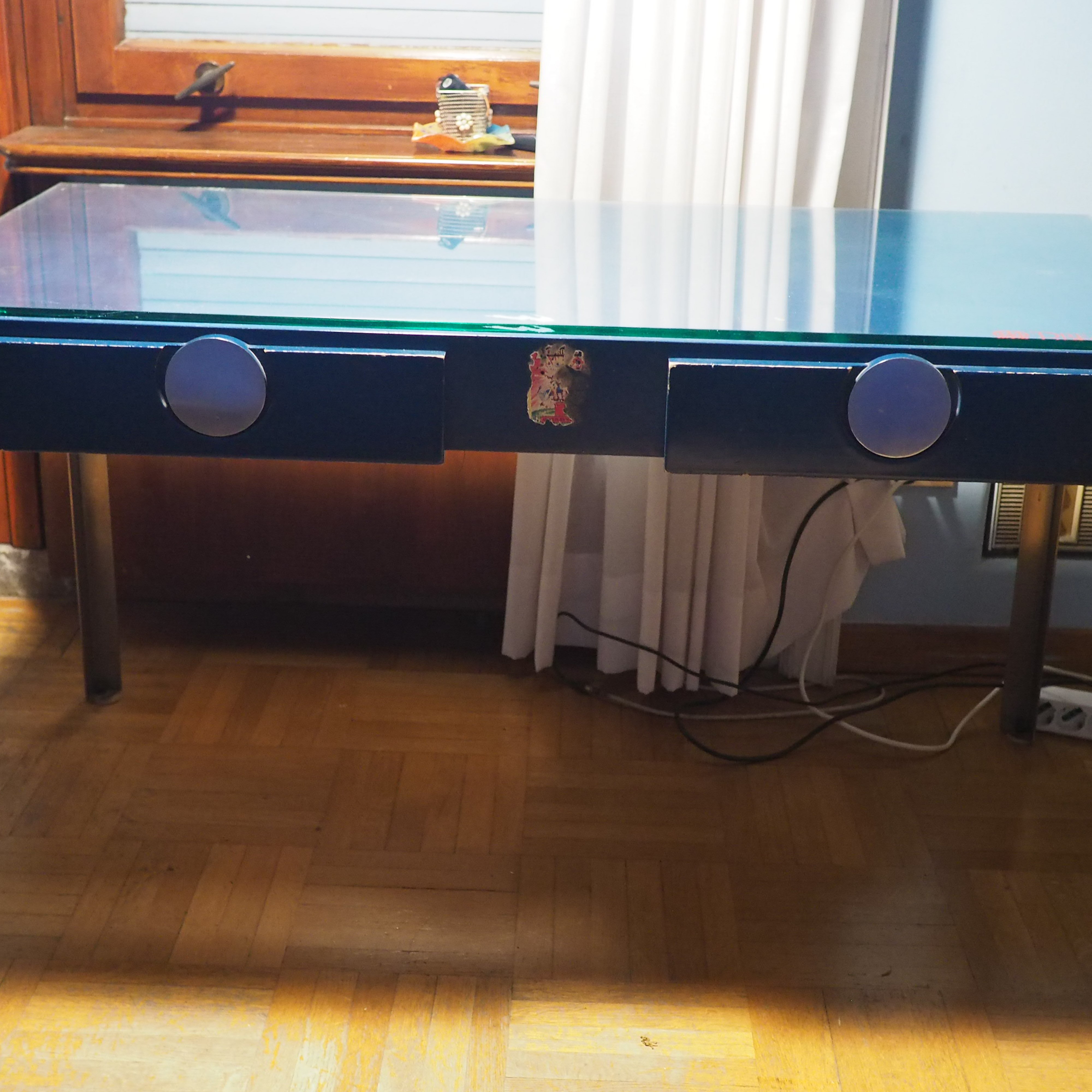 Camera da Letto in Legno a Lacca Blu di Designer