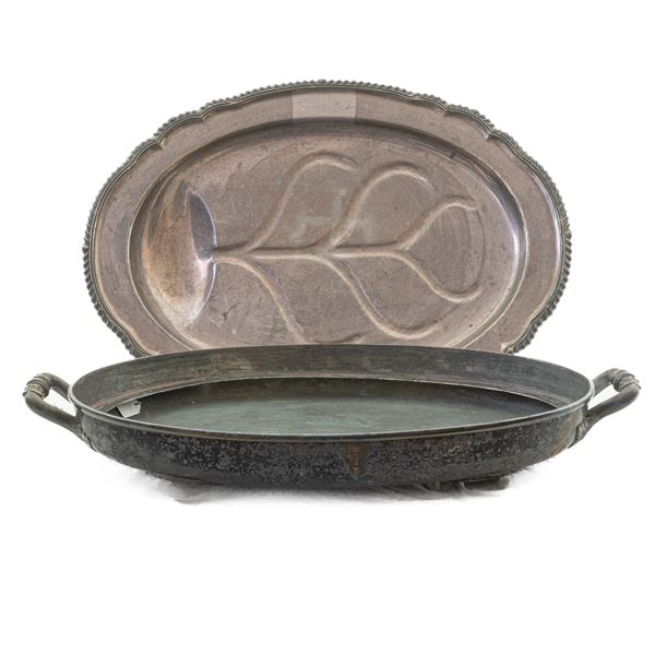 Silver metal tray and chafing dish  (20th century)  - Auction Smart Auction: furniture, paintings, sculptures, silver and more at affordable prices - Bertolami Fine Art - Casa d'Aste