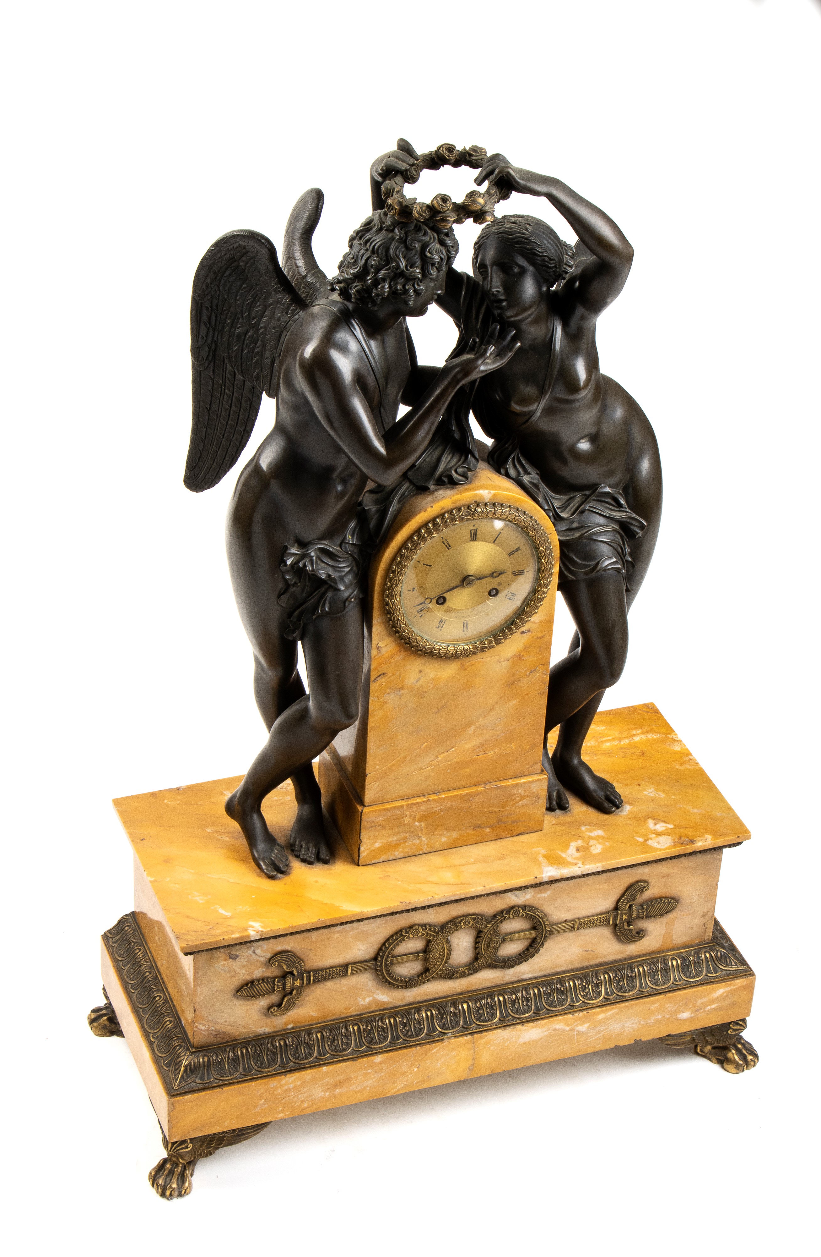 Ledure Bronzier Hémon Her - Orologio D'appoggio Francese Raffigurante "amore e Psiche"