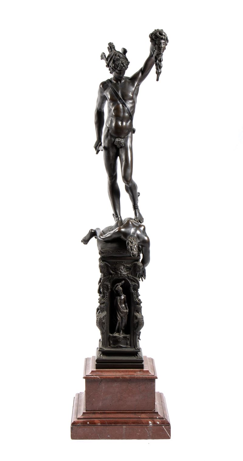 Statua Francese in Bronzo Raffigurante Perseo, Copia di Cellini