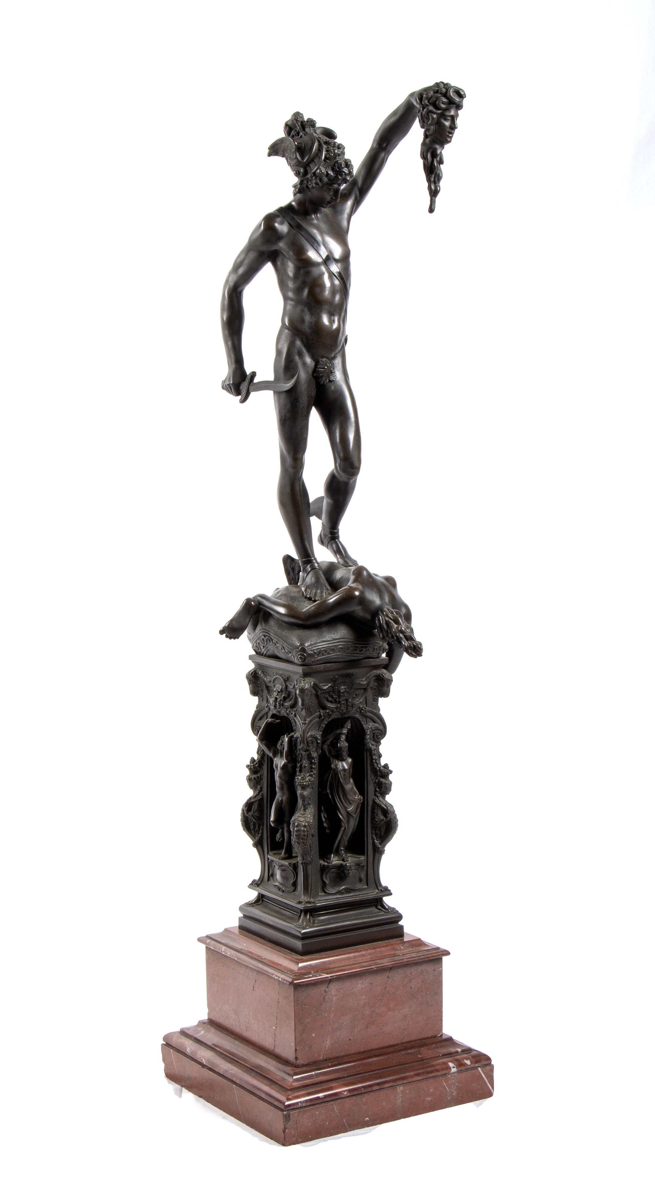 Scultura francese in bronzo raffigurante Perseo, copia di Cellini