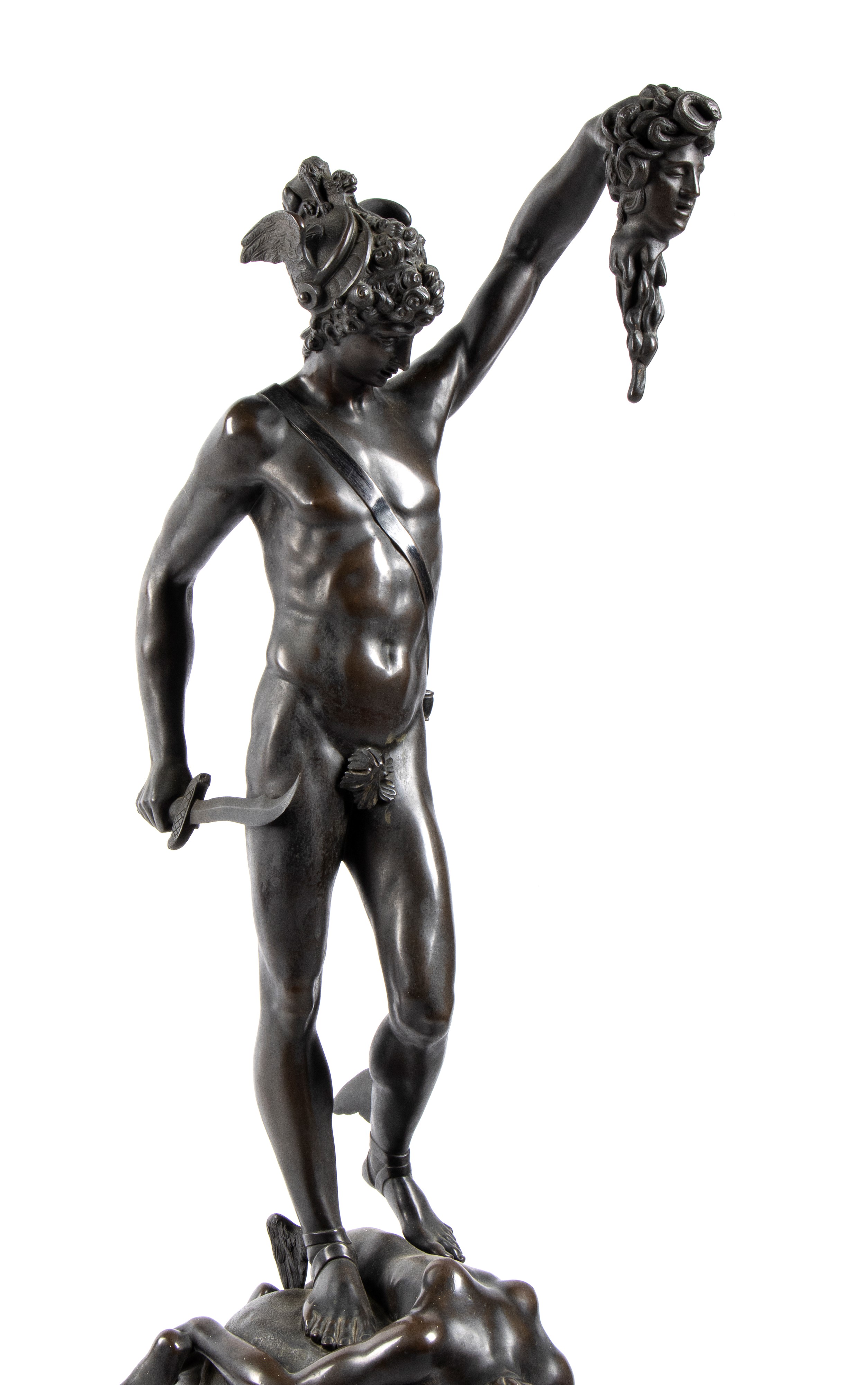 Statua Francese in Bronzo Raffigurante Perseo, Copia di Cellini