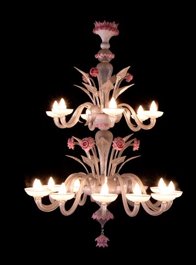Lampadario Murano Italiano Color Rosa