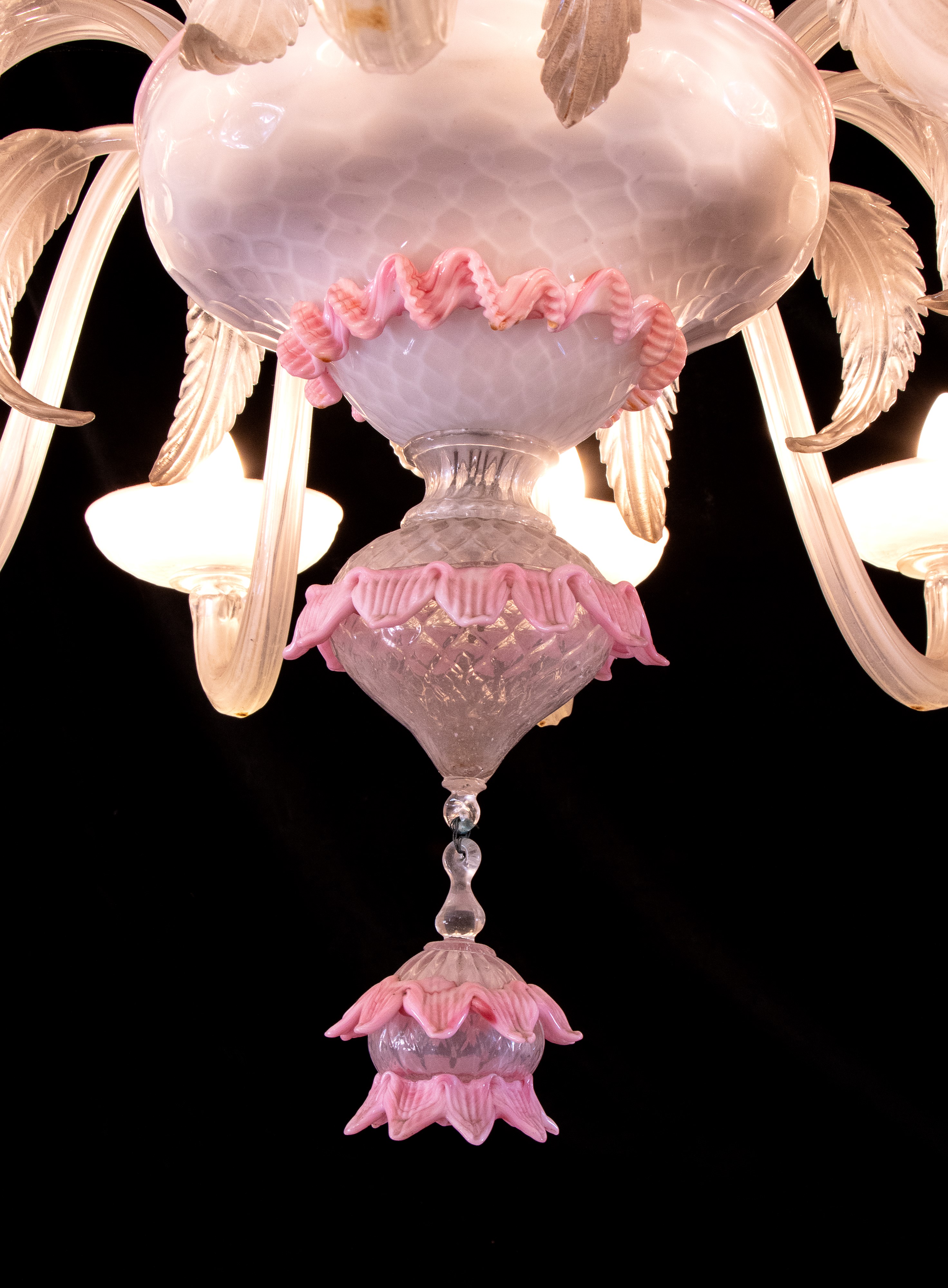 Lampadario Murano Italiano Color Rosa