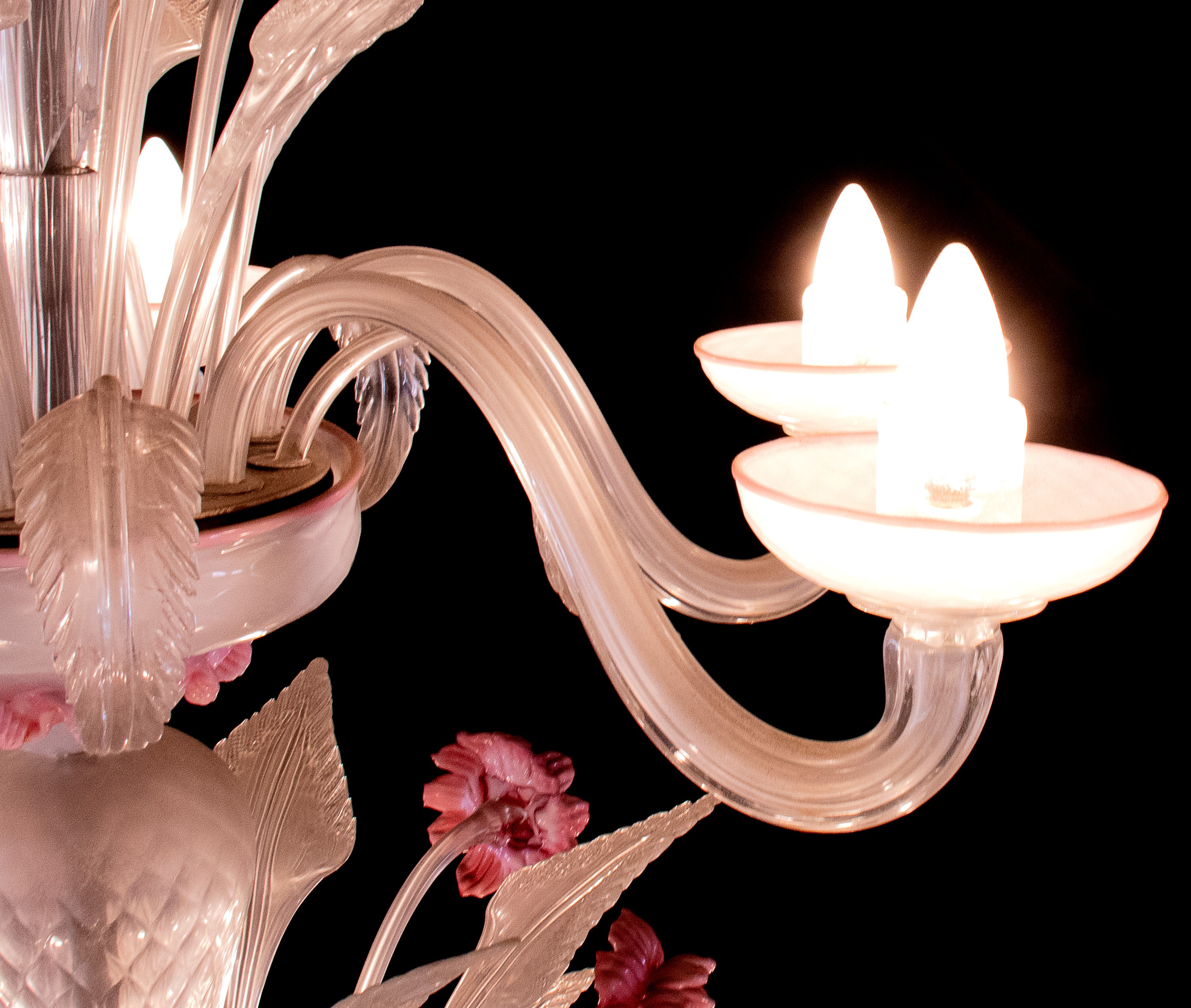 Lampadario Murano Italiano Color Rosa