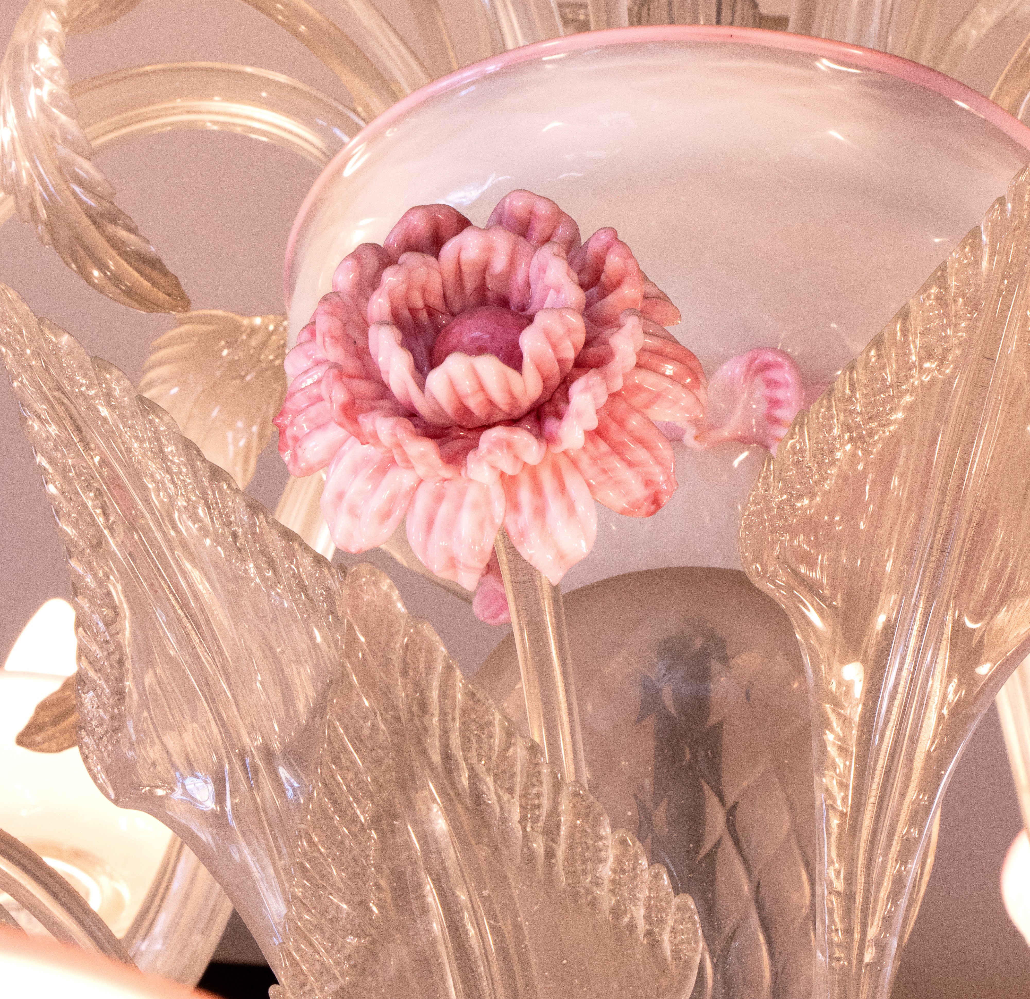 Lampadario Murano Italiano Color Rosa