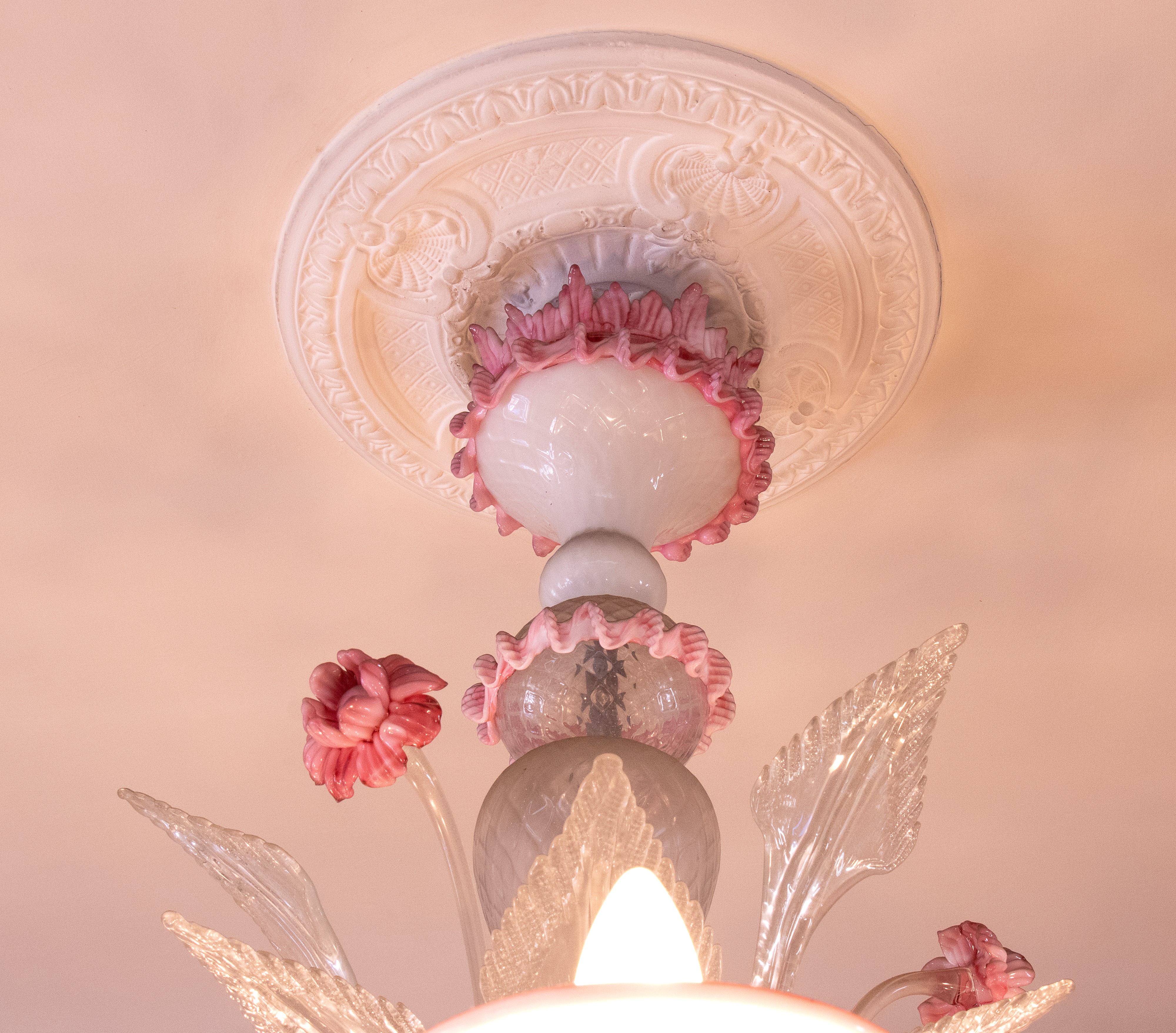 Lampadario Murano Italiano Color Rosa