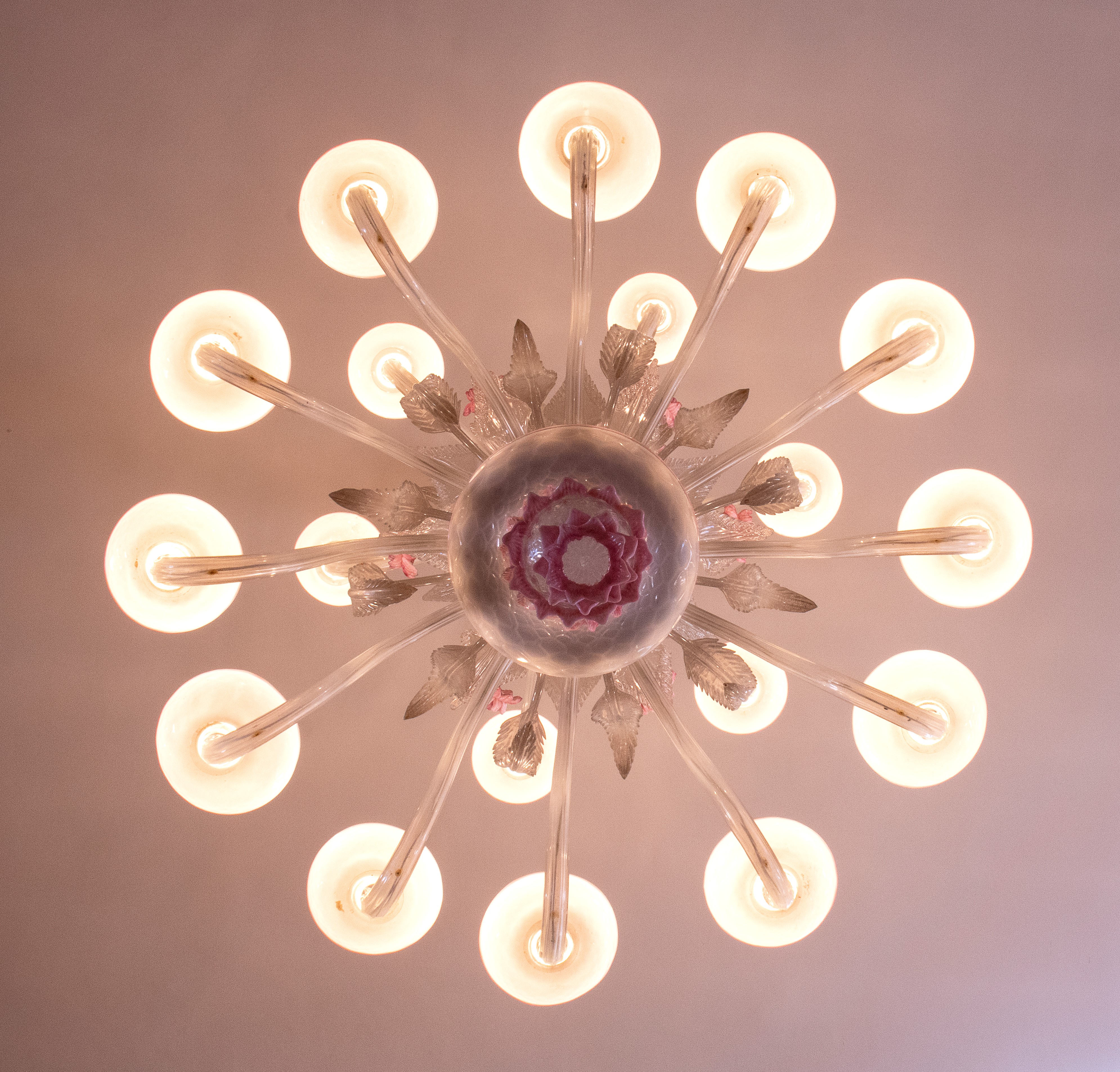 Lampadario Murano Italiano Color Rosa