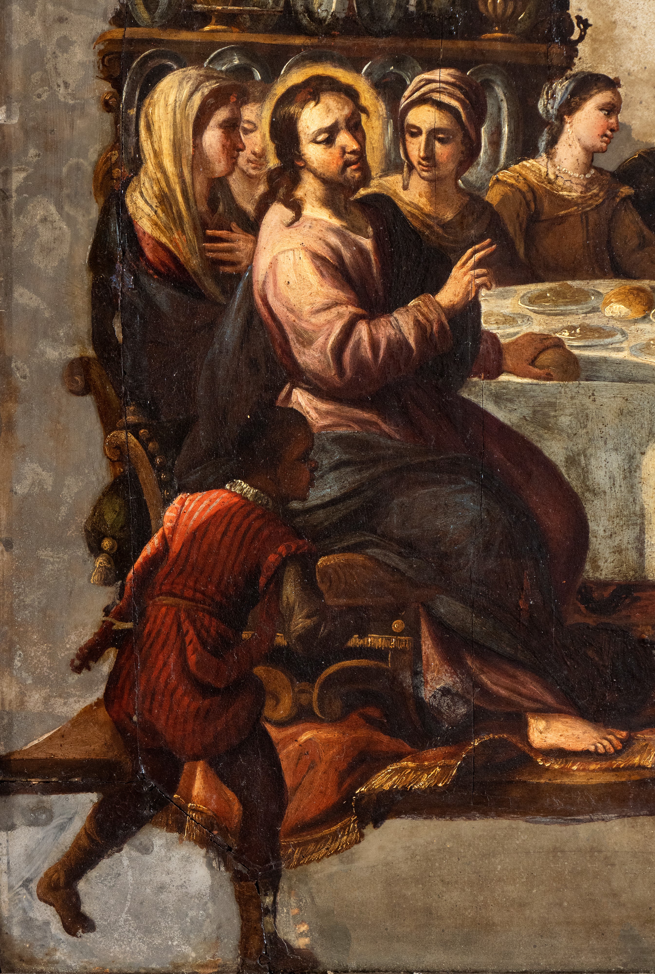 Luca Giordano - A) Cena in Casa del Fariseo; B) le Nozze di Canaan. Coppia di Dipinti